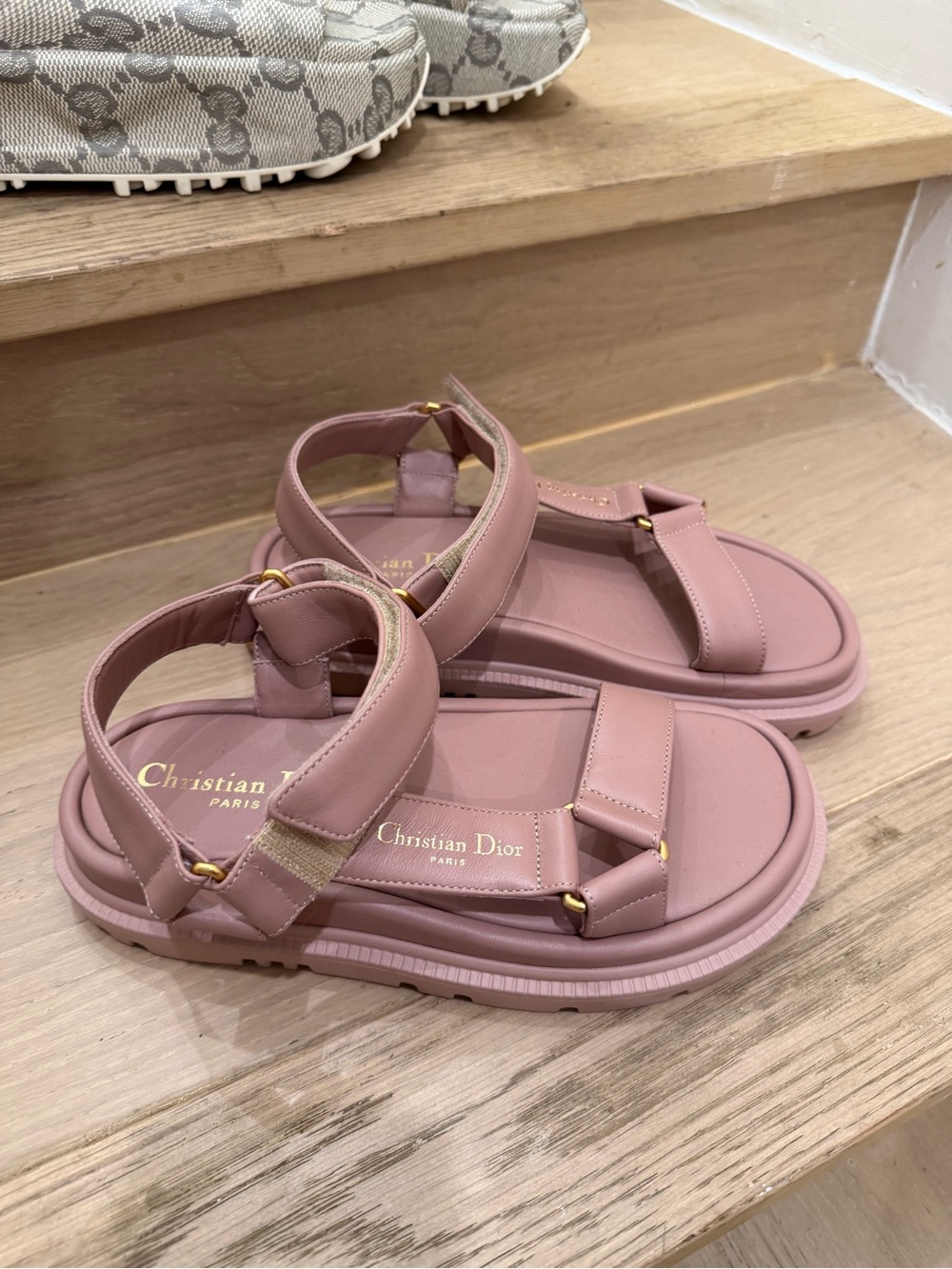 Dior Pink Leather Strappy Sandals